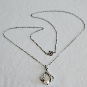 STERLING LEMODE Silver & Pearl Pendant on 15"L Necklace